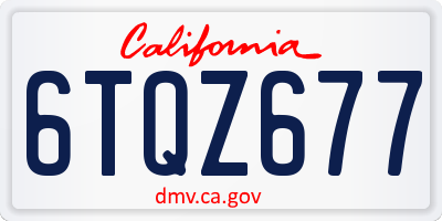 CA license plate 6TQZ677