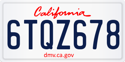 CA license plate 6TQZ678