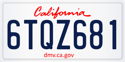 CA license plate 6TQZ681