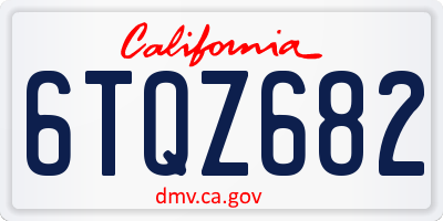 CA license plate 6TQZ682