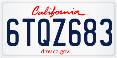 CA license plate 6TQZ683