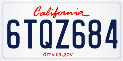 CA license plate 6TQZ684