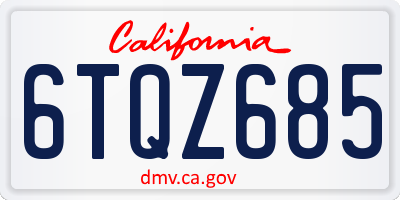 CA license plate 6TQZ685