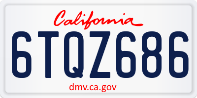 CA license plate 6TQZ686