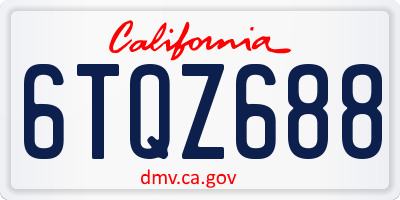 CA license plate 6TQZ688