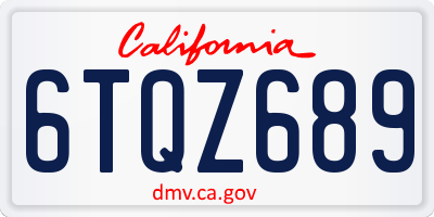 CA license plate 6TQZ689