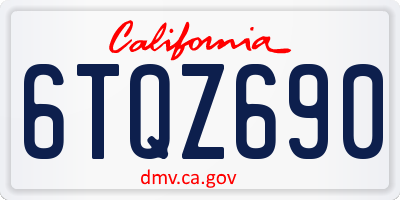 CA license plate 6TQZ690