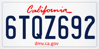 CA license plate 6TQZ692