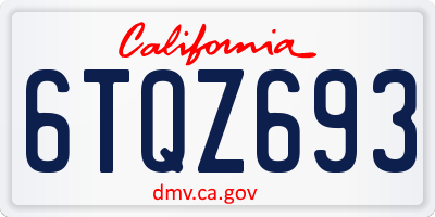 CA license plate 6TQZ693