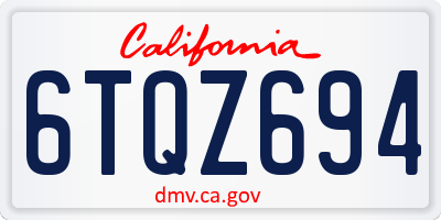 CA license plate 6TQZ694