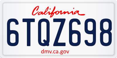 CA license plate 6TQZ698