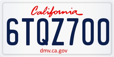 CA license plate 6TQZ700