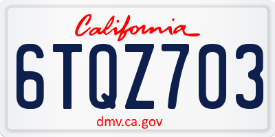 CA license plate 6TQZ703
