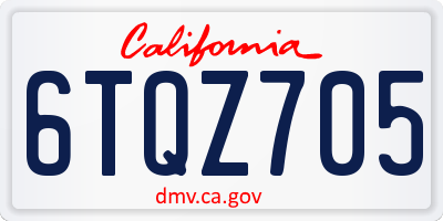 CA license plate 6TQZ705