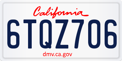 CA license plate 6TQZ706