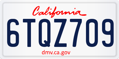 CA license plate 6TQZ709