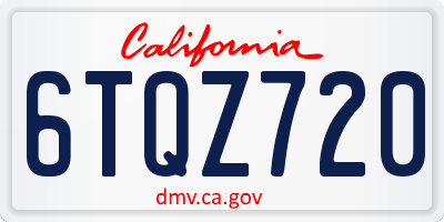 CA license plate 6TQZ720