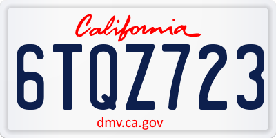 CA license plate 6TQZ723