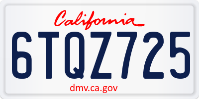 CA license plate 6TQZ725