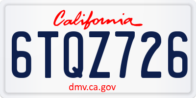 CA license plate 6TQZ726