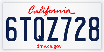 CA license plate 6TQZ728