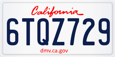CA license plate 6TQZ729
