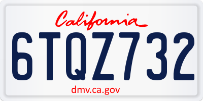 CA license plate 6TQZ732