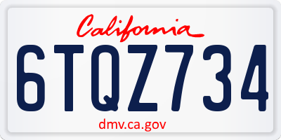 CA license plate 6TQZ734