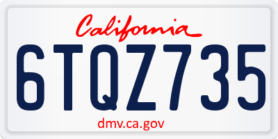 CA license plate 6TQZ735