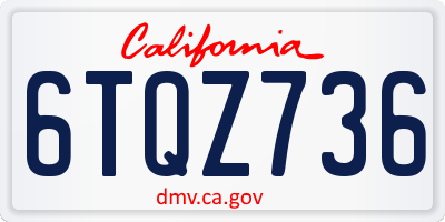 CA license plate 6TQZ736