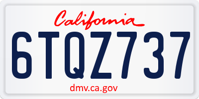 CA license plate 6TQZ737