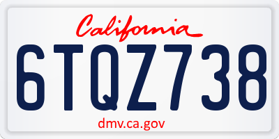 CA license plate 6TQZ738