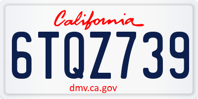 CA license plate 6TQZ739
