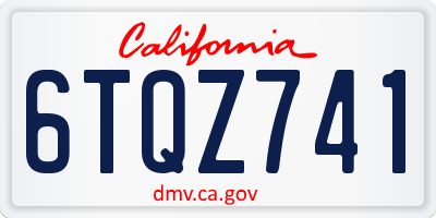 CA license plate 6TQZ741