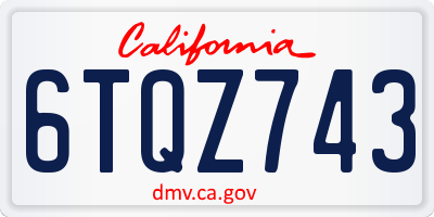 CA license plate 6TQZ743