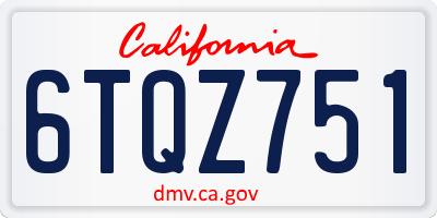 CA license plate 6TQZ751