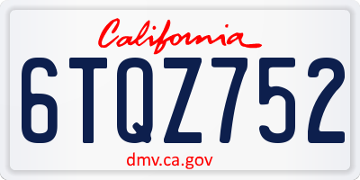 CA license plate 6TQZ752