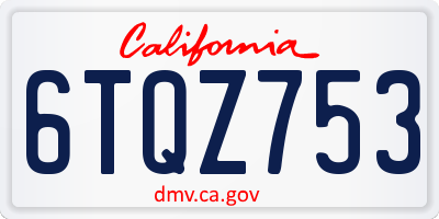 CA license plate 6TQZ753