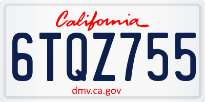 CA license plate 6TQZ755