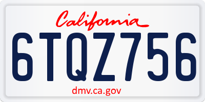 CA license plate 6TQZ756