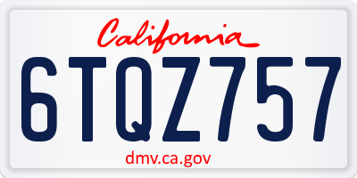 CA license plate 6TQZ757