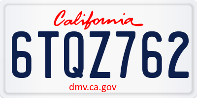 CA license plate 6TQZ762