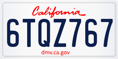 CA license plate 6TQZ767