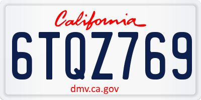 CA license plate 6TQZ769