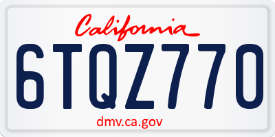 CA license plate 6TQZ770