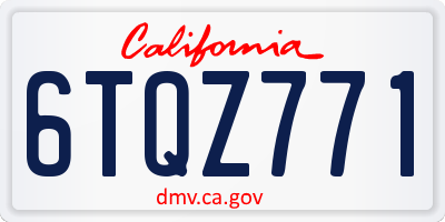 CA license plate 6TQZ771