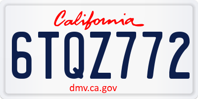 CA license plate 6TQZ772
