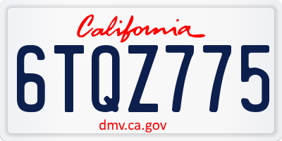 CA license plate 6TQZ775