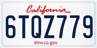 CA license plate 6TQZ779