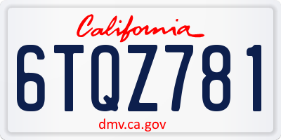 CA license plate 6TQZ781